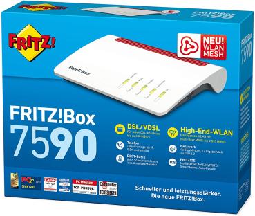 AVM FRITZ!Box 7590 WLAN Router -ac VDSL/DSL MU-MIMO mit VoIP Telefonie und DECT